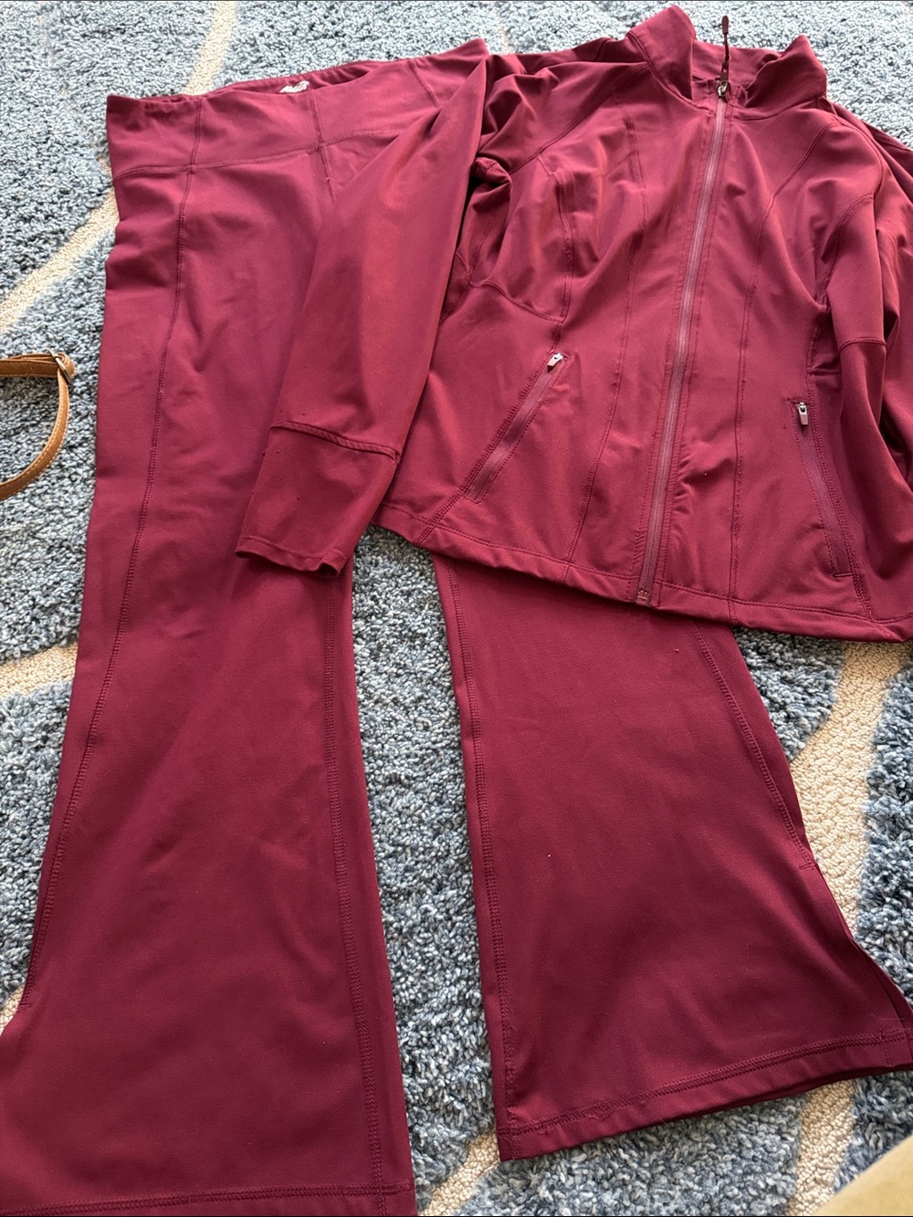 Like New…Avía Burgundy Active Zip Jacket & Flared Pants Set